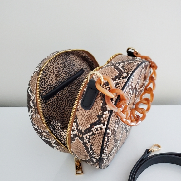 Snake Print Circle Crossbody Purse - Picture 5 of 8